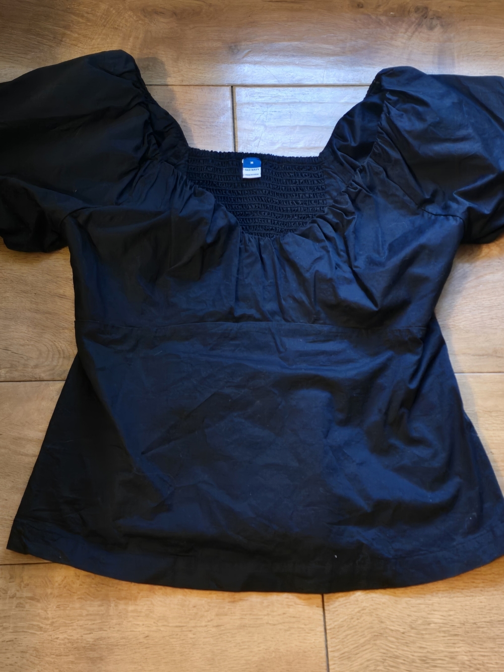 Old Navy Black Puff Sleeve Square Neck Top